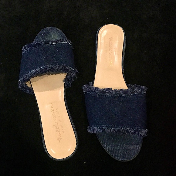 Niccolo Vacari Italy Denim Slip-On Sandals / Flats /Slides - Picture 6 of 9
